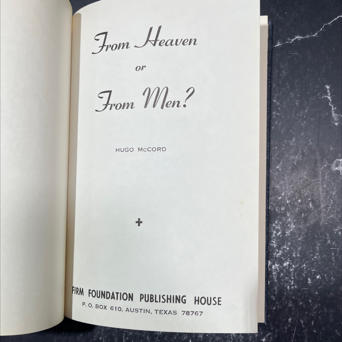from heaven or from men? book, by hugo mccord, 1970 Hardcover image 3