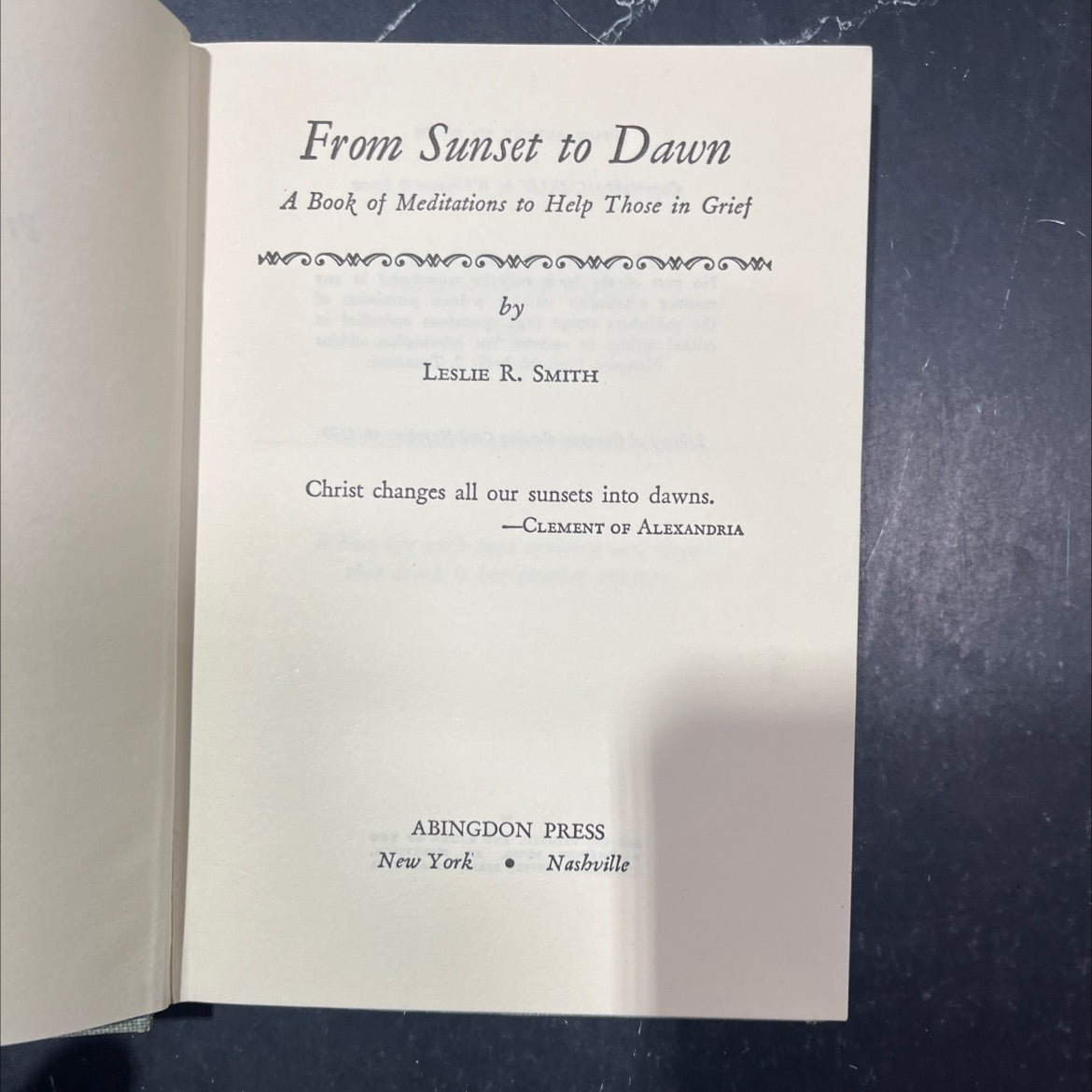 from sunset to dawn a book of meditations to help those in grief wg w book, by leslie r. smith, 1944 Hardcover image 2