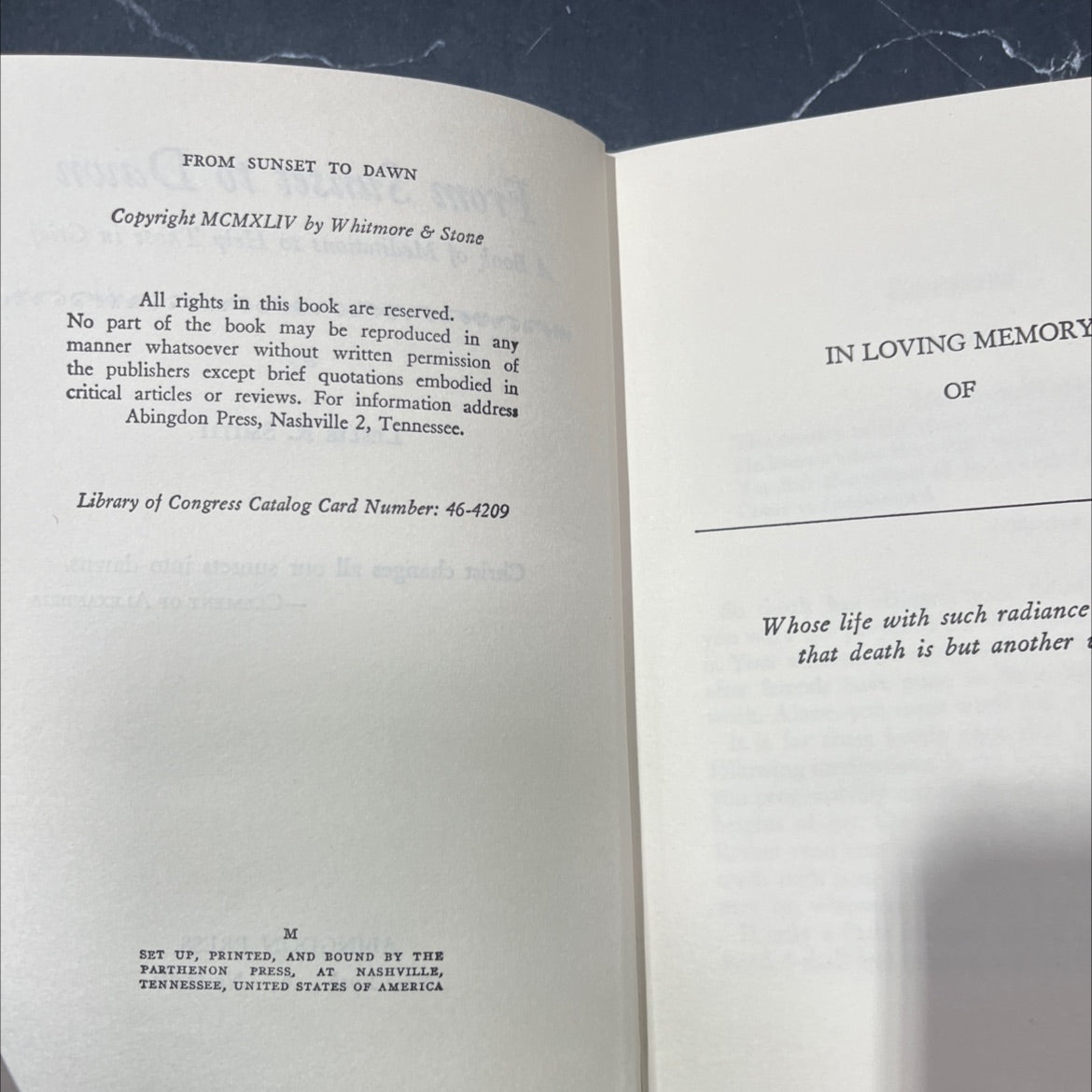 from sunset to dawn a book of meditations to help those in grief wg w book, by leslie r. smith, 1944 Hardcover image 3