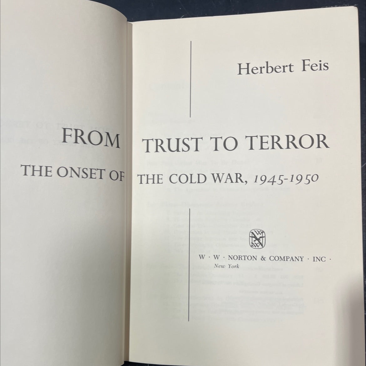 from trust to terror book, by Herbert Feis, 1970 Hardcover image 2
