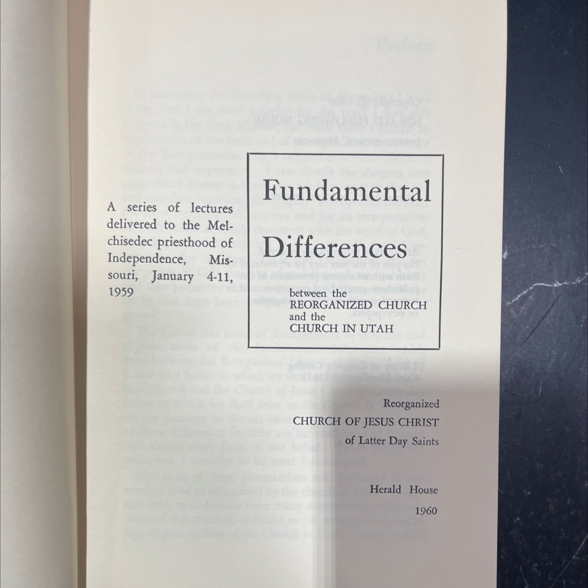 fundamental differences between the reorganized church and the church in utah book, by unknown, 1960 Hardcover image 2