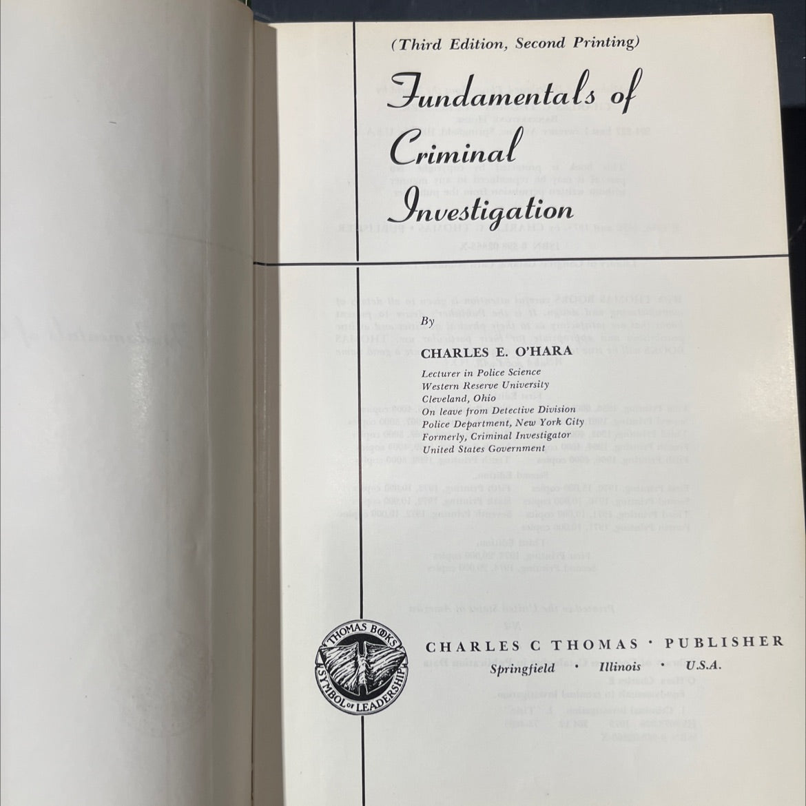 fundamentals of criminal investigation book, by charles e. o'hara, 1974 Hardcover image 2