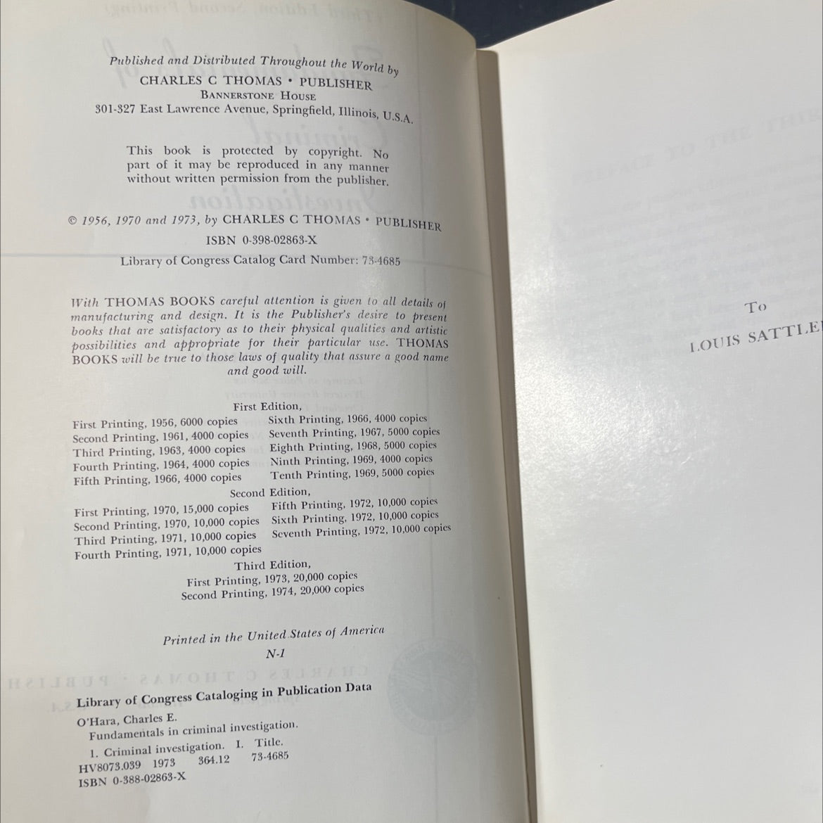 fundamentals of criminal investigation book, by charles e. o'hara, 1974 Hardcover image 3