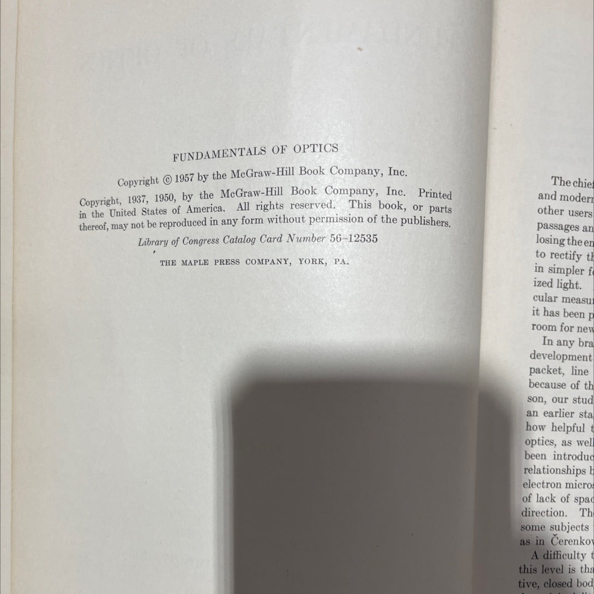 fundamentals of optics book, by francis a. jenkins, harvey e. white, 1957 Hardcover image 3