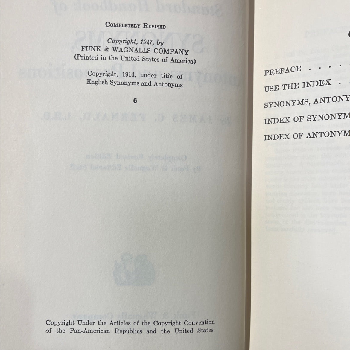 funk & wagnalls standard handbook of synonyms, antonyms, and prepositions book, by james c. fernald, 1947 Hardcover image 3