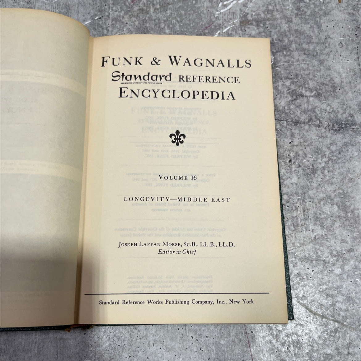 funk & wagnalls standard reference encyclopedia volume 16 longevity-middle east book, by joseph laffan morse, 1961 image 2