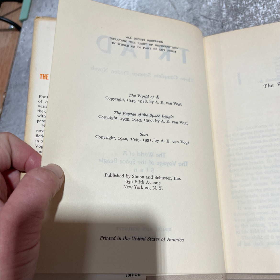 gaiat triad three complete science fiction novels book, by abby a. e. van vogt, 1951 Hardcover image 3