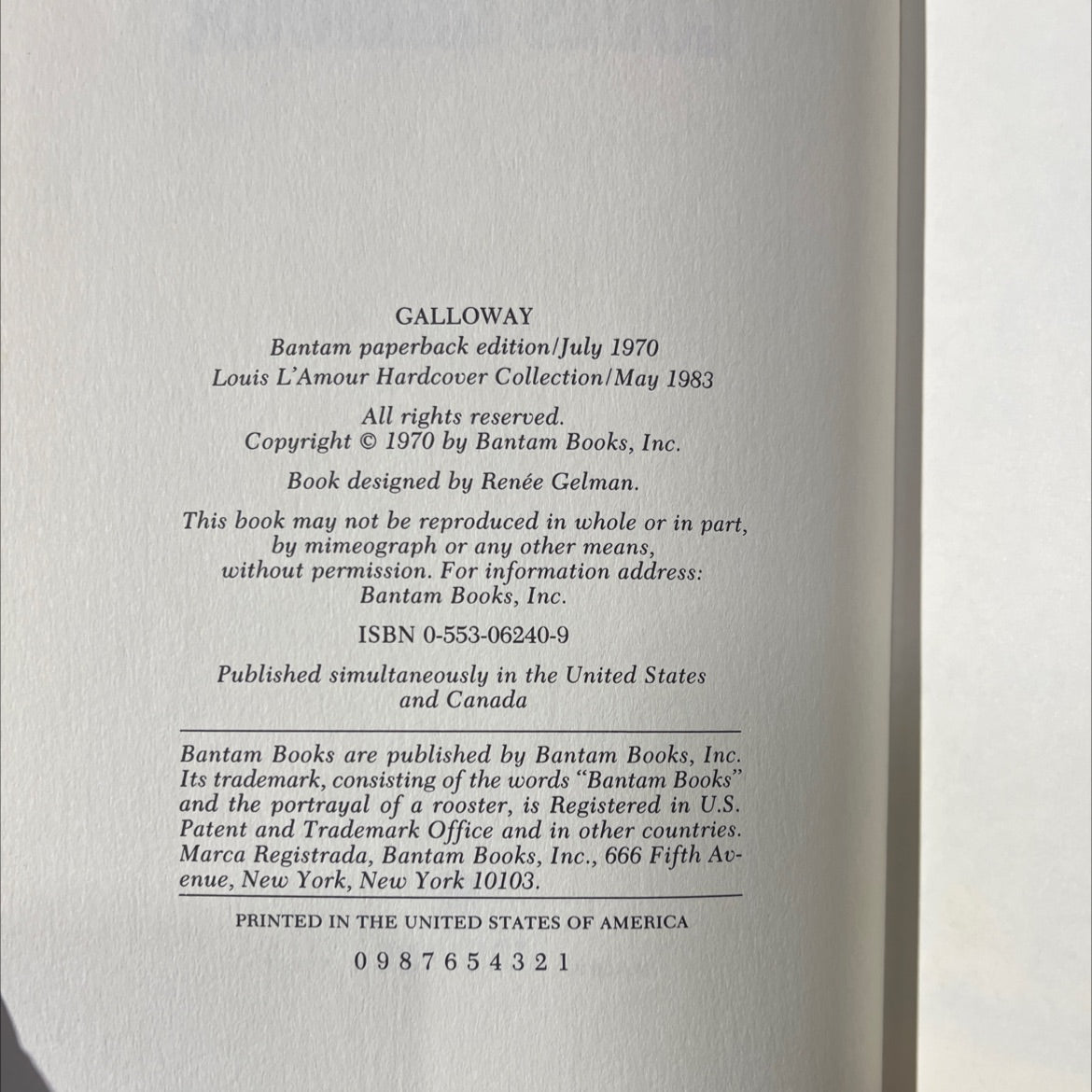 galloway book, by louis l'amour, 1970 Leather image 3