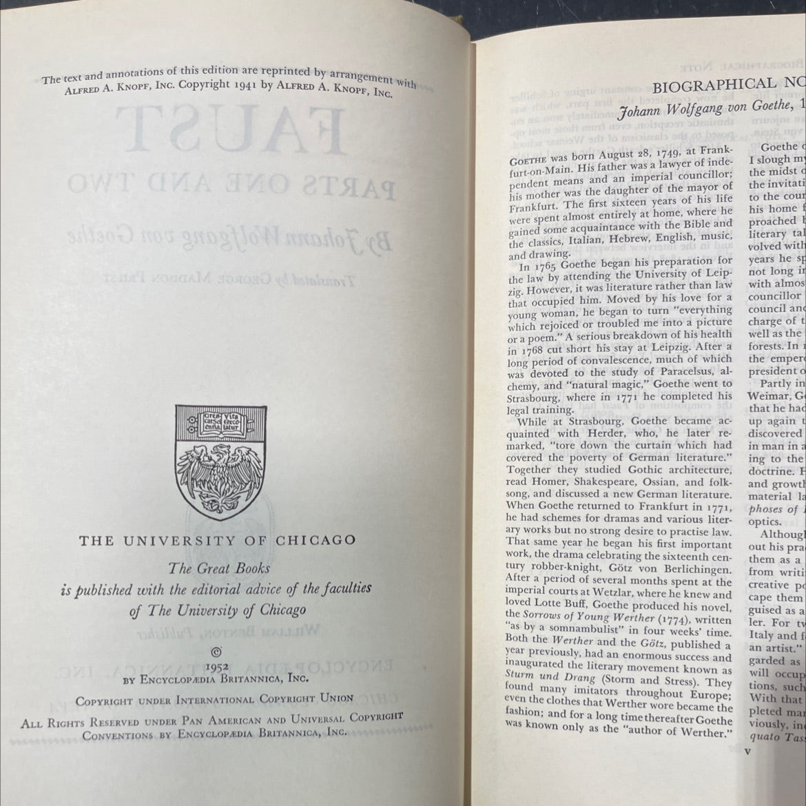 gamyam taro p faust paneler parts one and two with the bible book, by johann wolfgang von goethe, 1941 Hardcover image 3