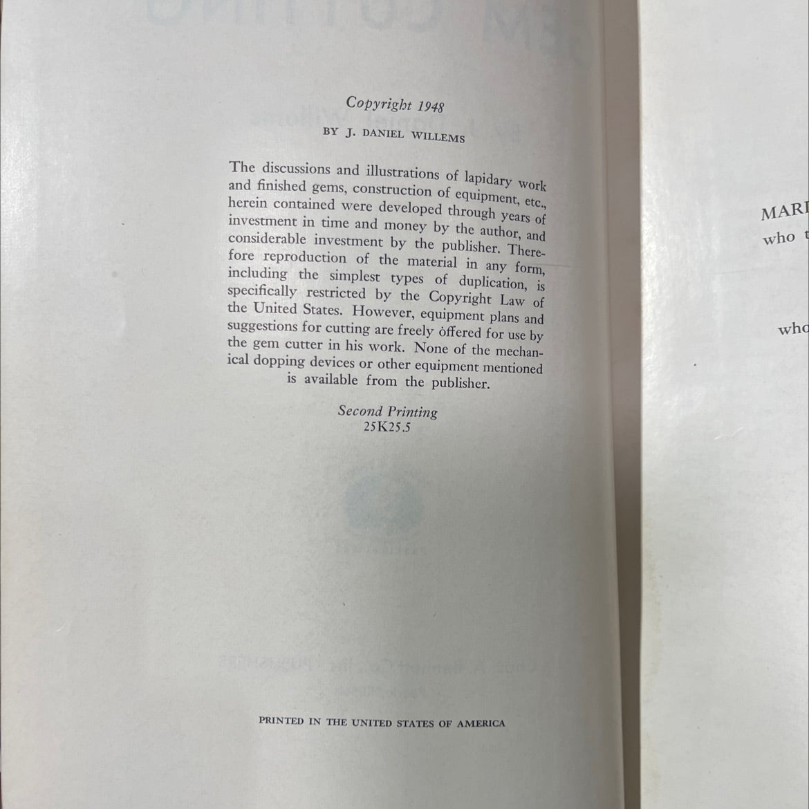 gem cutting book, by j. daniel willems, 1948 Hardcover image 3