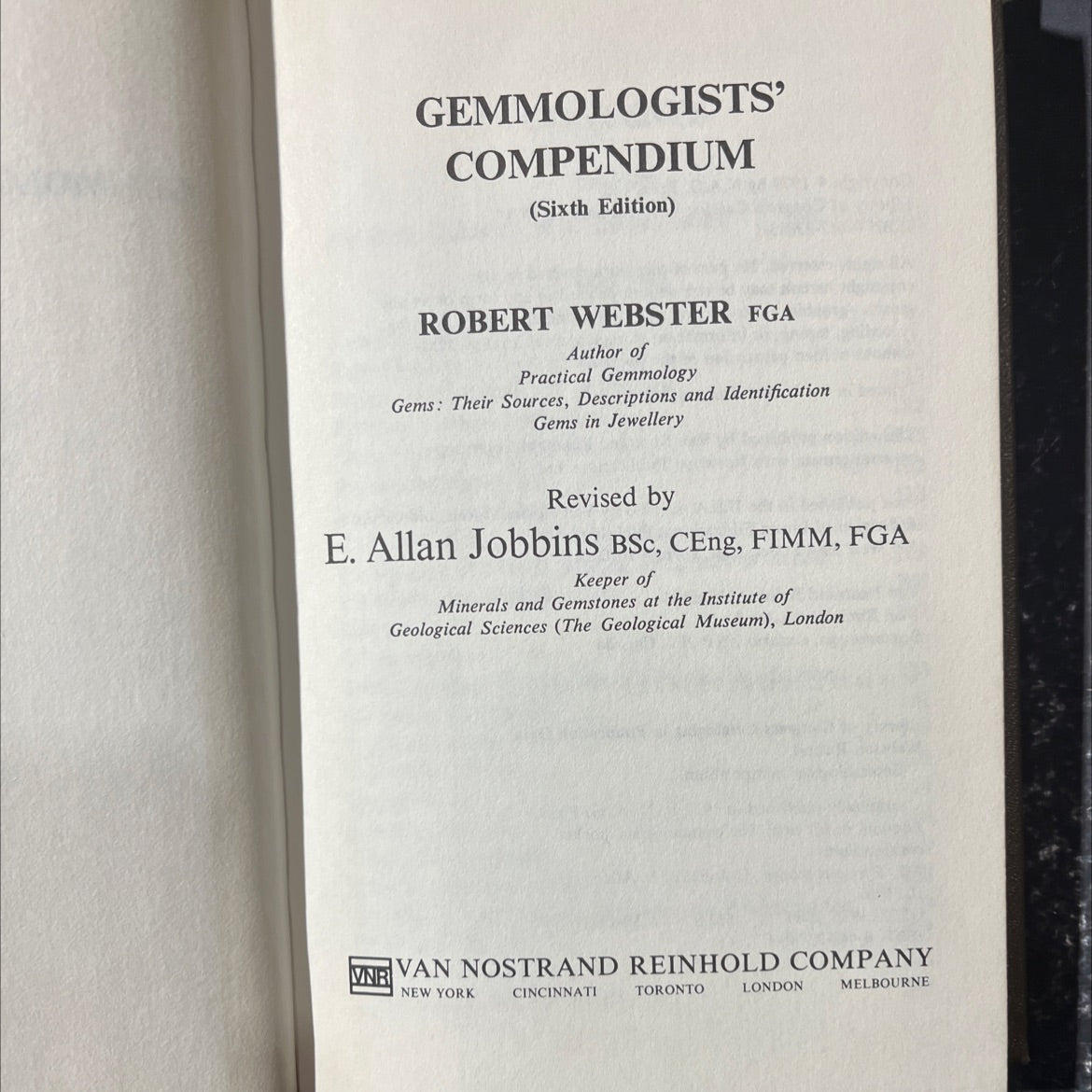 gemmologists' compendium book, by robert webster, 1980 Hardcover image 2