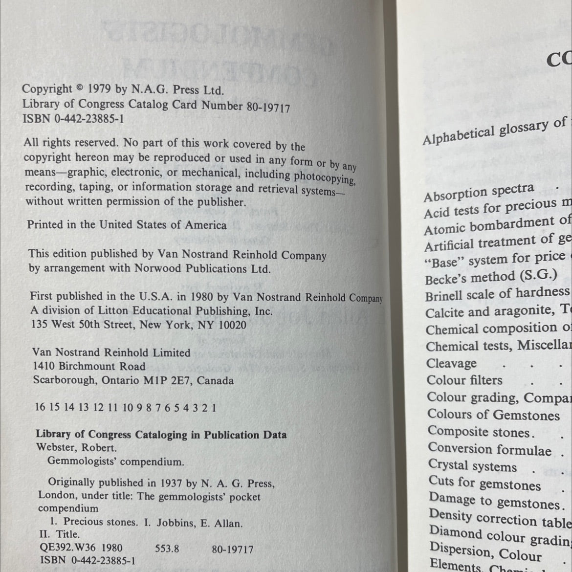 gemmologists' compendium book, by robert webster, 1980 Hardcover image 3