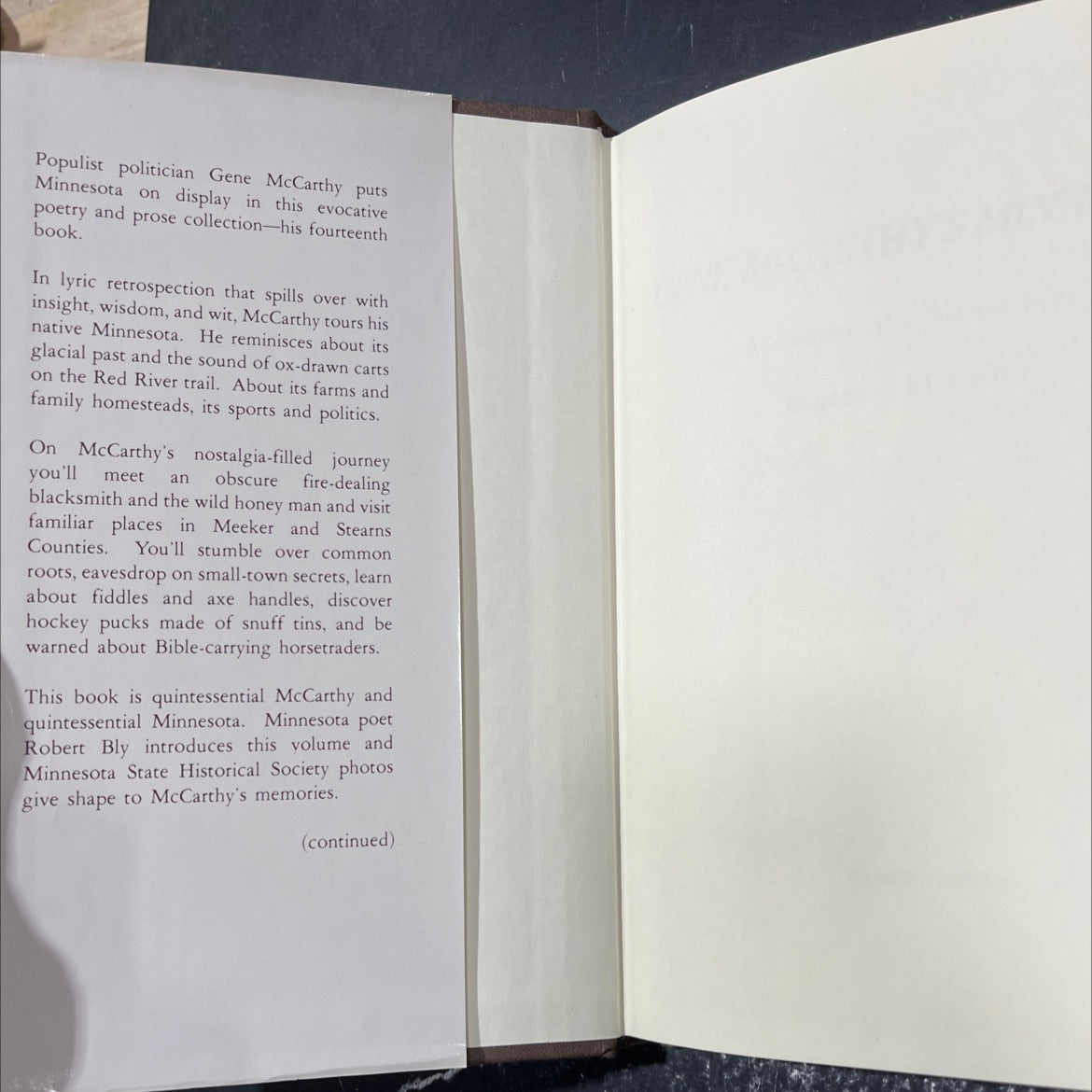 gene mccarthy's minnesota memories of a native son book, by Eugene J. McCarthy, 1982 Hardcover image 4