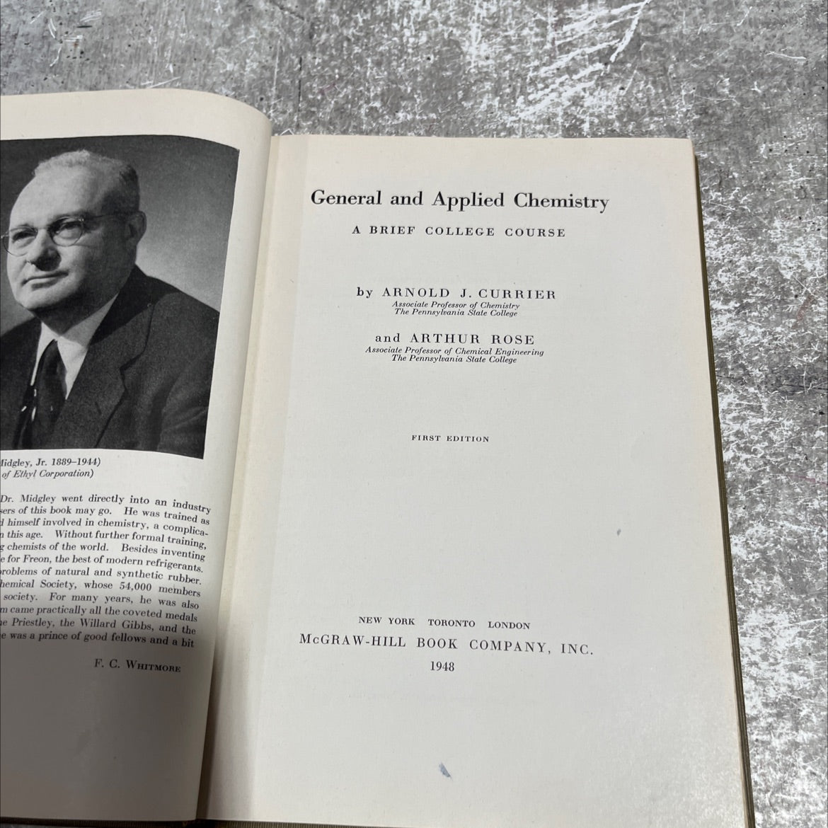 general and applied chemistry a brief college course book, by arnold j. currier, arthur rose, 1948 Hardcover image 2