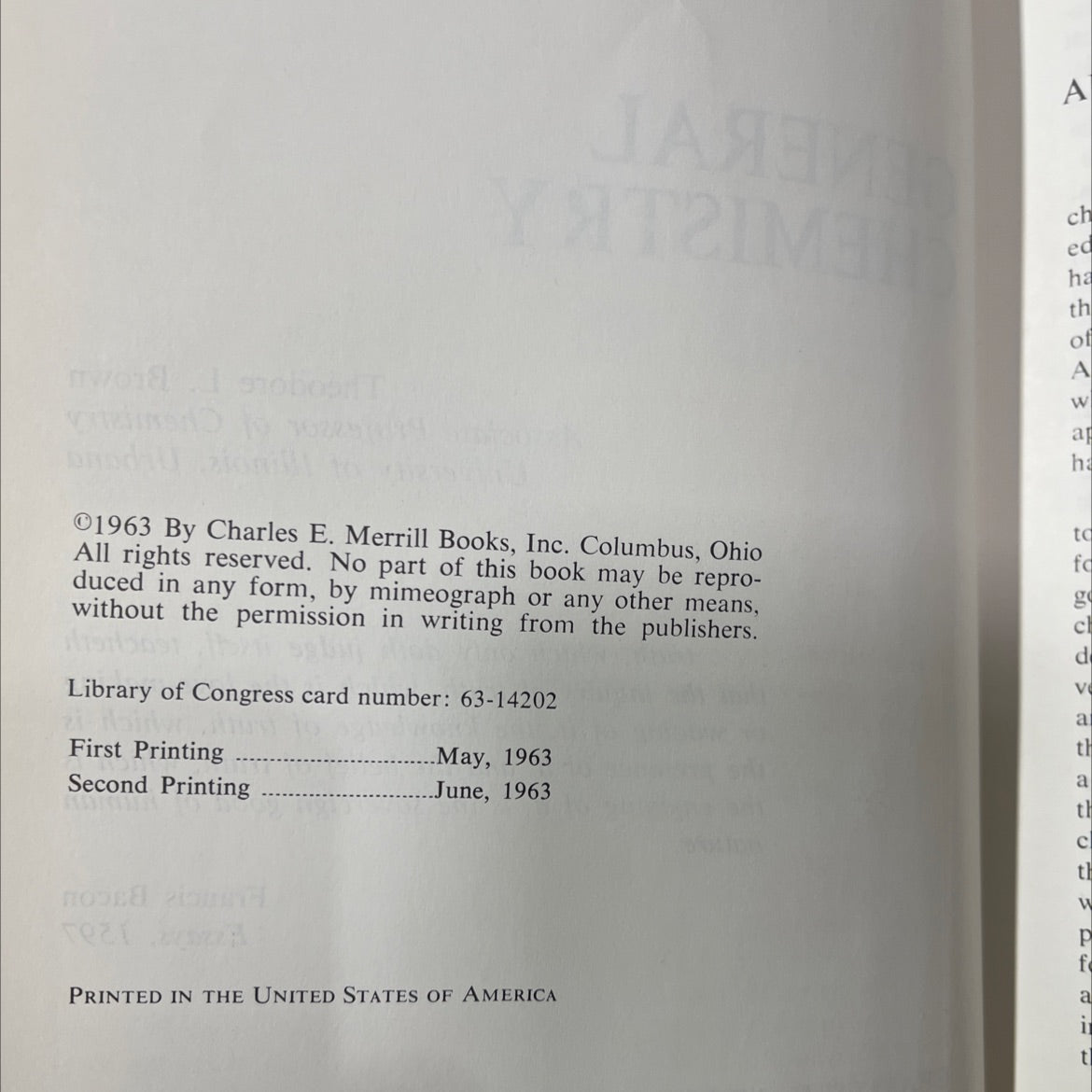 general chemistry book, by Theodore L. Brown, 1963 Hardcover image 3