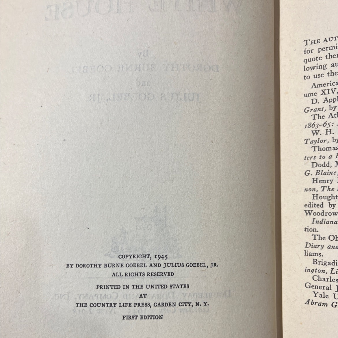 generals in the white house book, by dorothy burne goebel and julius goebel, jr., 1945 Hardcover image 3