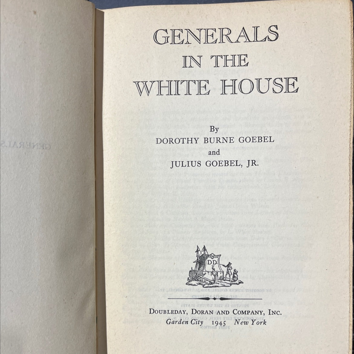 generals in the white house book, by dorothy burne goebel and julius goebel, jr., 1945 Hardcover image 2