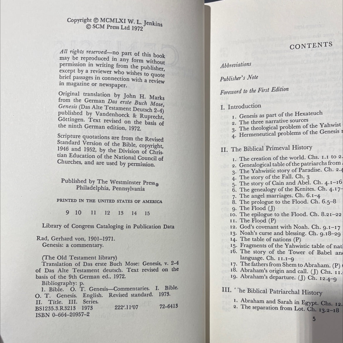 genesis a commentary revised edition book, by gerhard von rad, 1972 Hardcover image 3
