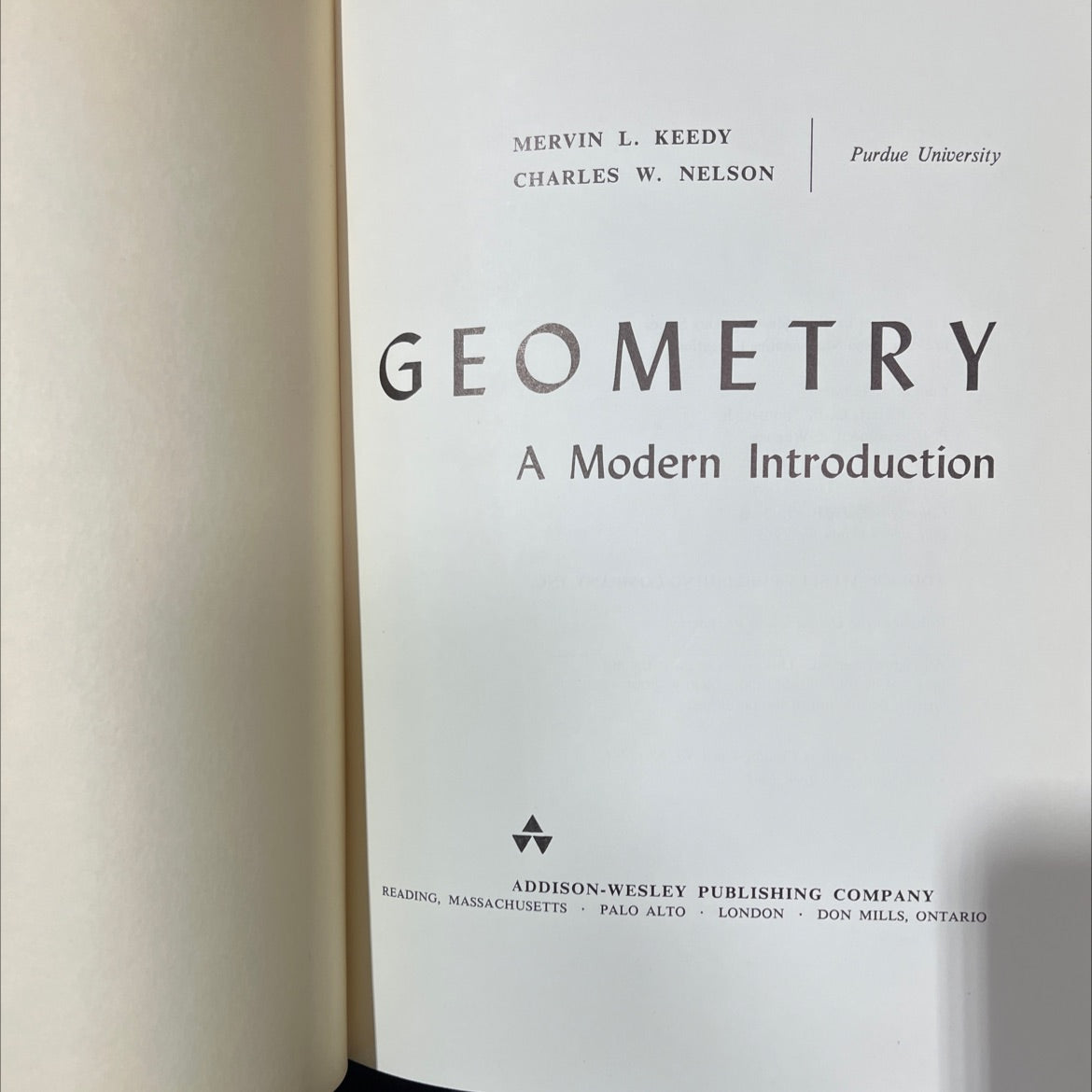 geometry a modern introduction book, by mervin l. keedy, charles w. nelson, 1967 Hardcover image 2