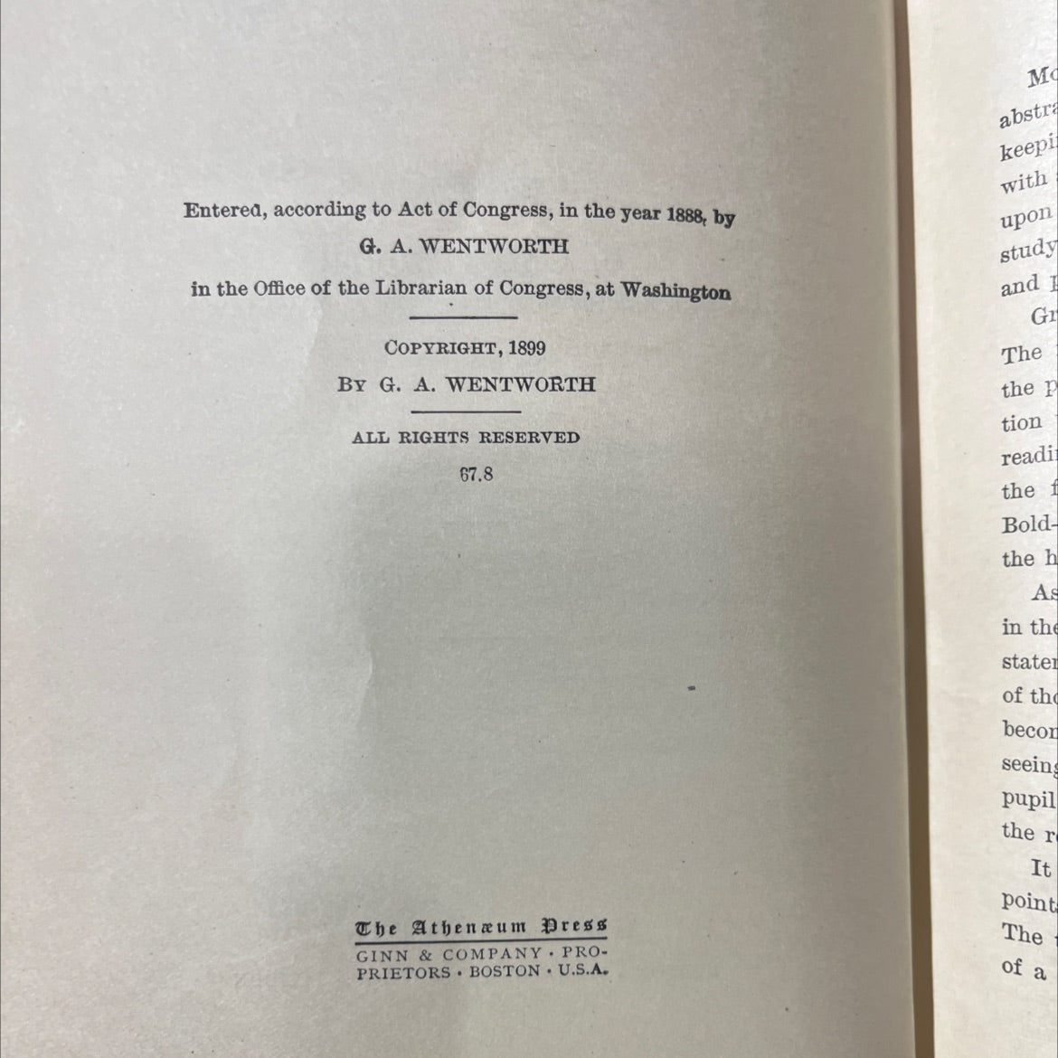 geometry book, by g. a. wentworth, 1899 Hardcover image 3