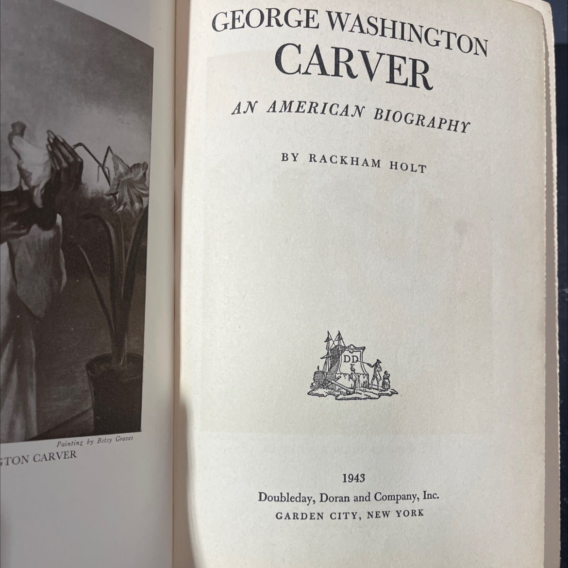 george washington carver an american biography book, by rackham holt, 1943 Hardcover image 2