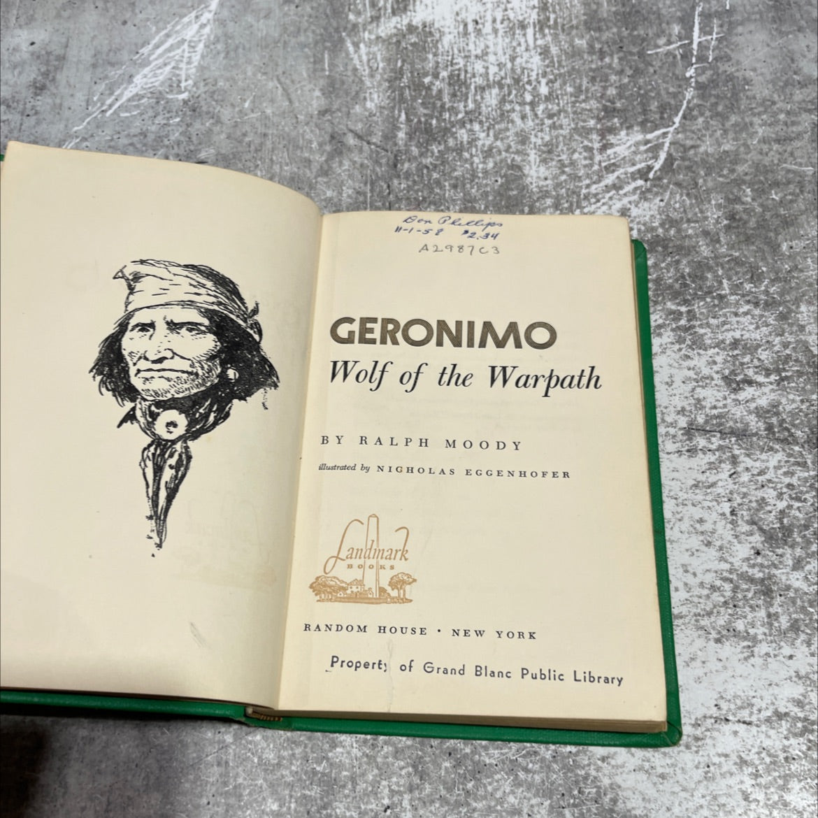 geronimo wolf of the warpath book, by ralph moody, 1958 Hardcover image 2