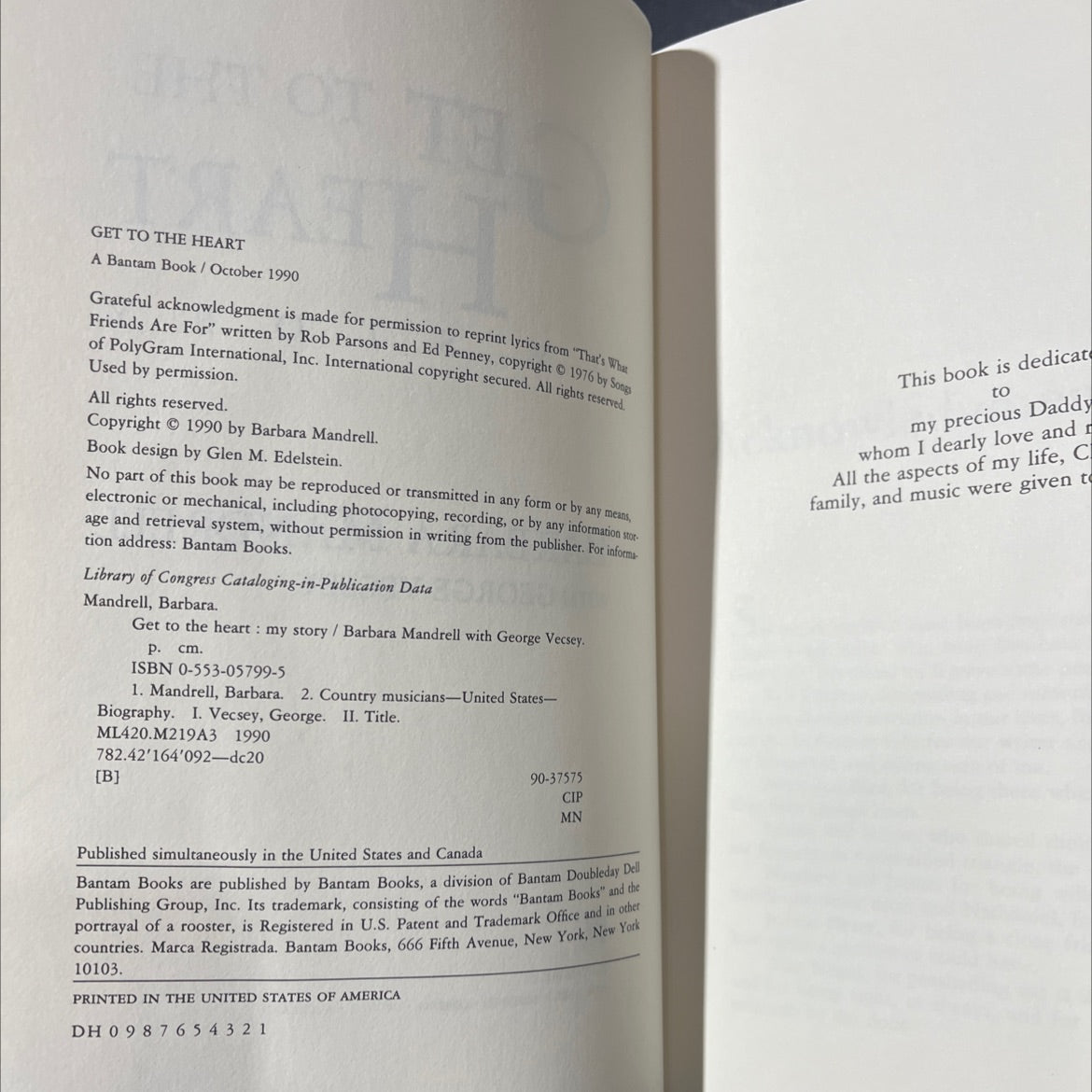 get to the heart: my story book, by barbara mandrell with george vecsey, 1990 Hardcover image 3