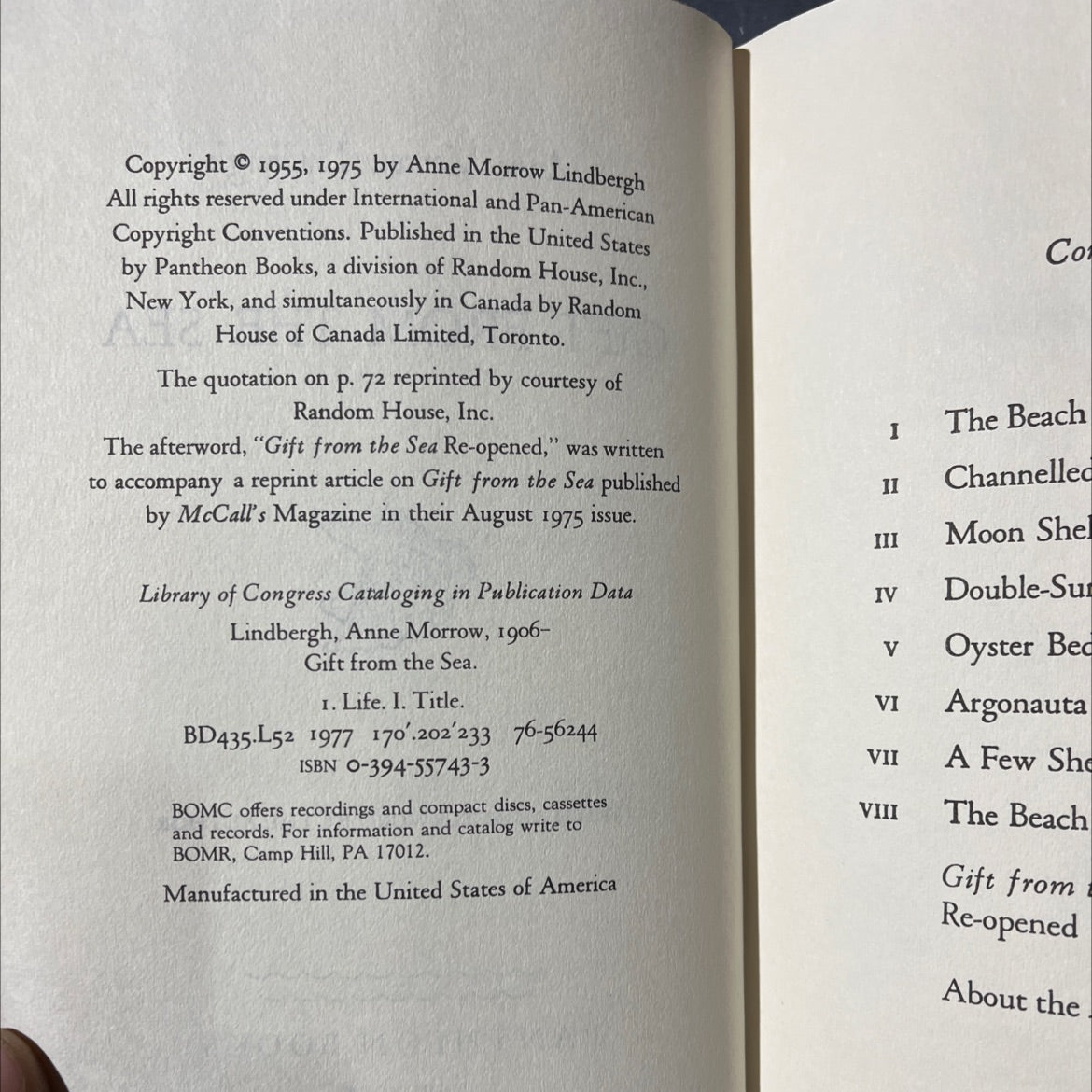 gift from the sea book, by Anne Morrow Lindbergh, 1975 Hardcover image 3