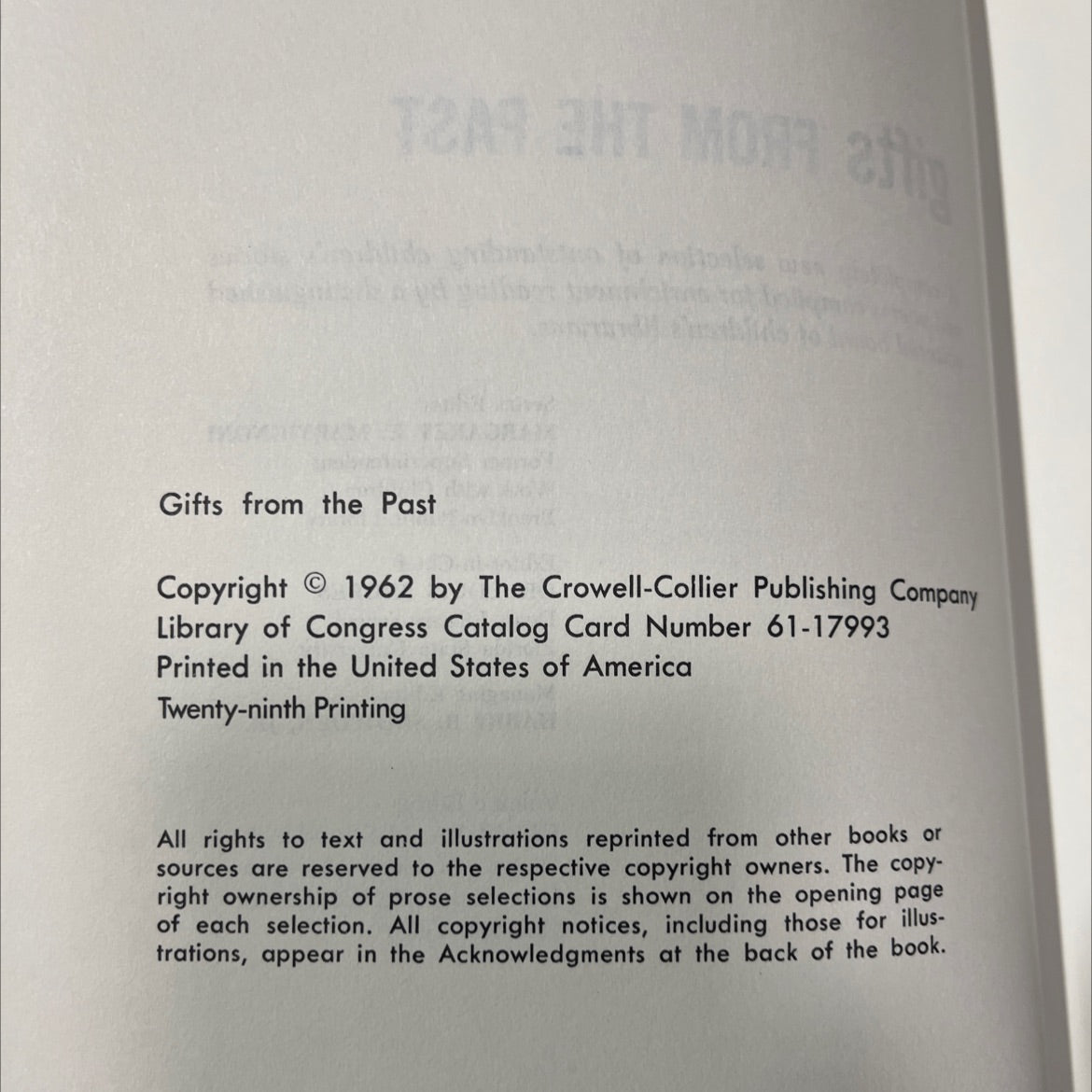 gifts from the past book, by unknown, 1962 Hardcover image 3