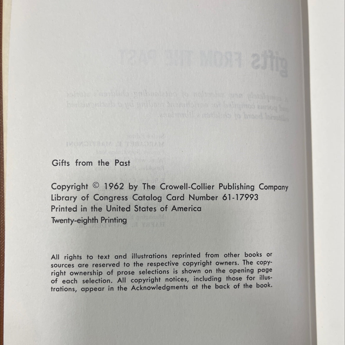 gifts from the past book, by unknown, 1962 Hardcover image 3