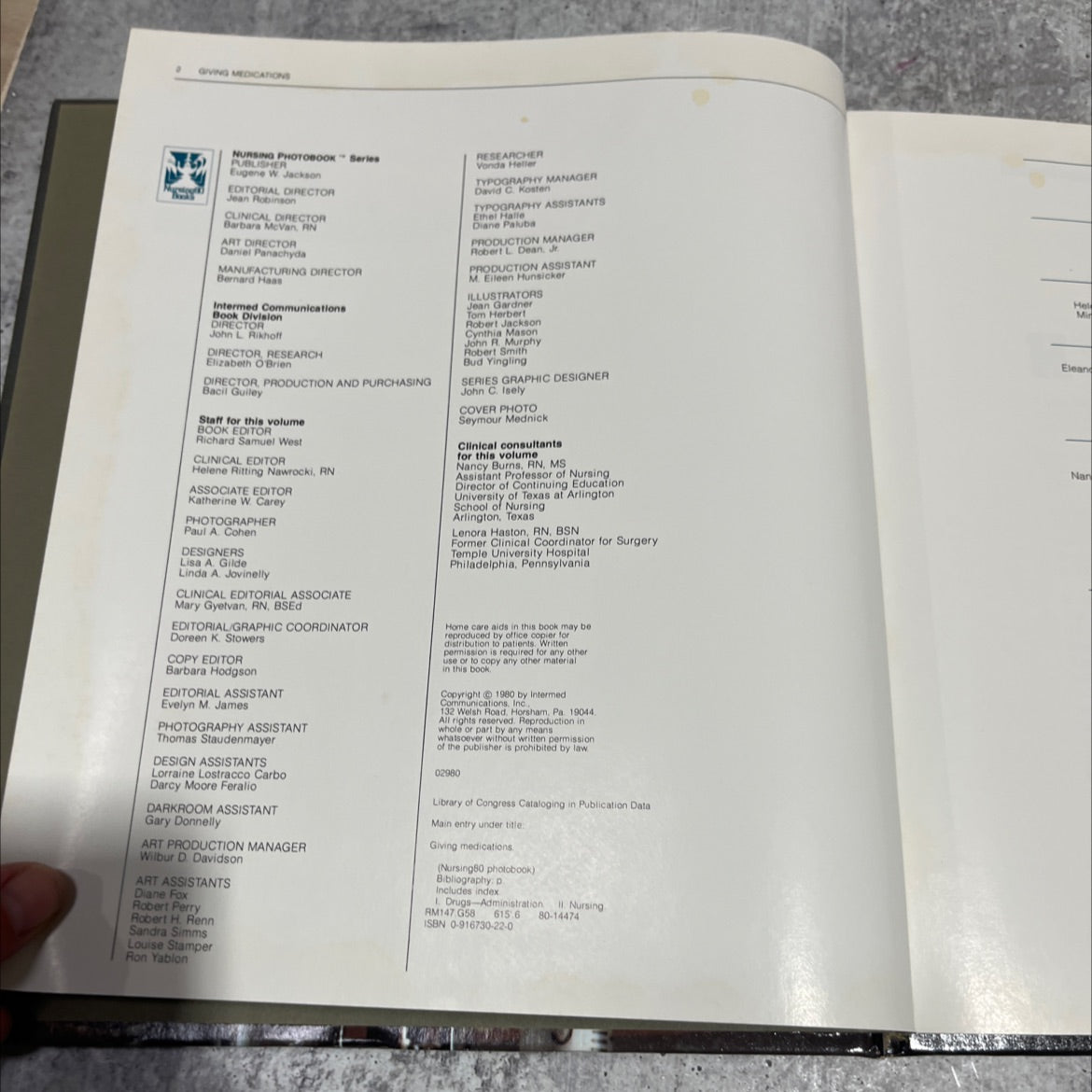 giving medications nursing photobook book, by Eugene W. Jackson, 1980 Hardcover image 3
