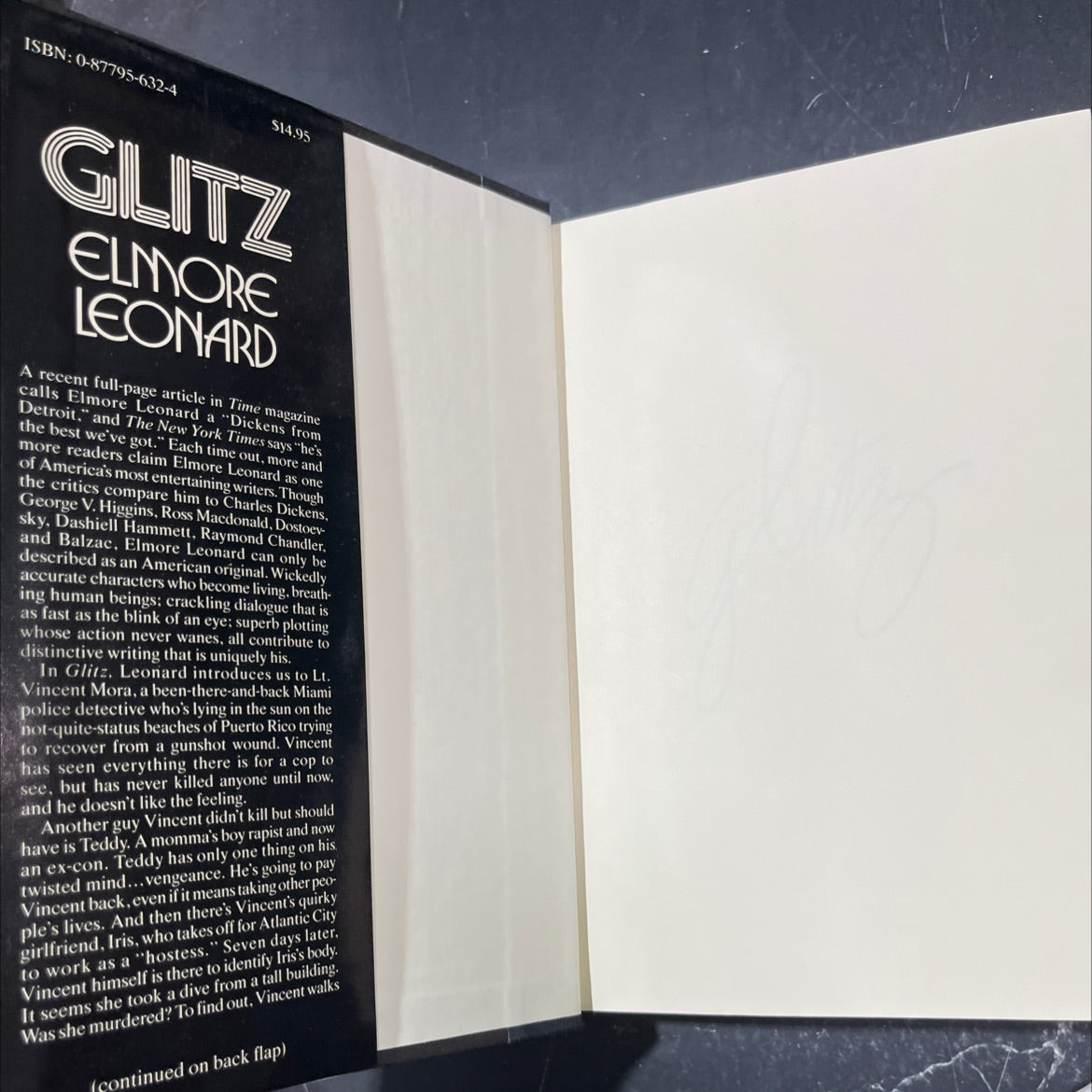 glitz book, by Elmore Leonard, 1985 Hardcover image 4