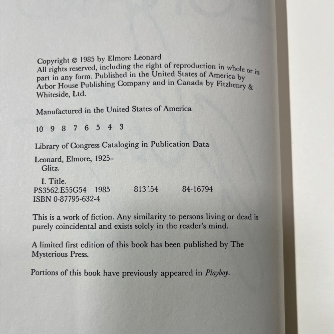 glitz book, by Elmore Leonard, 1985 Hardcover image 3