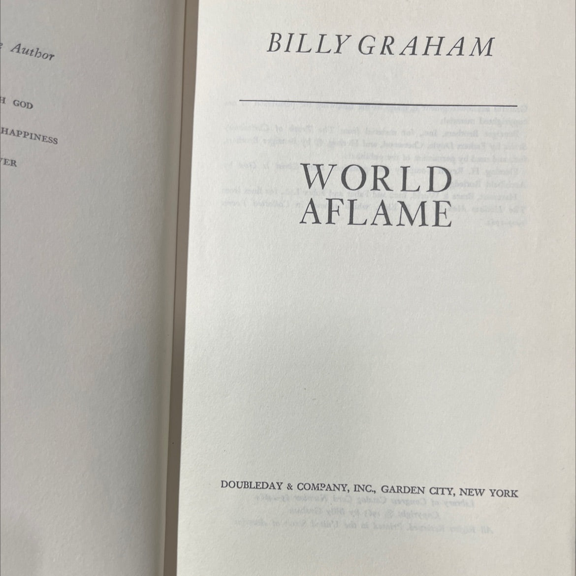 god happiness er world aflame book, by billy graham, 1965 Hardcover image 2