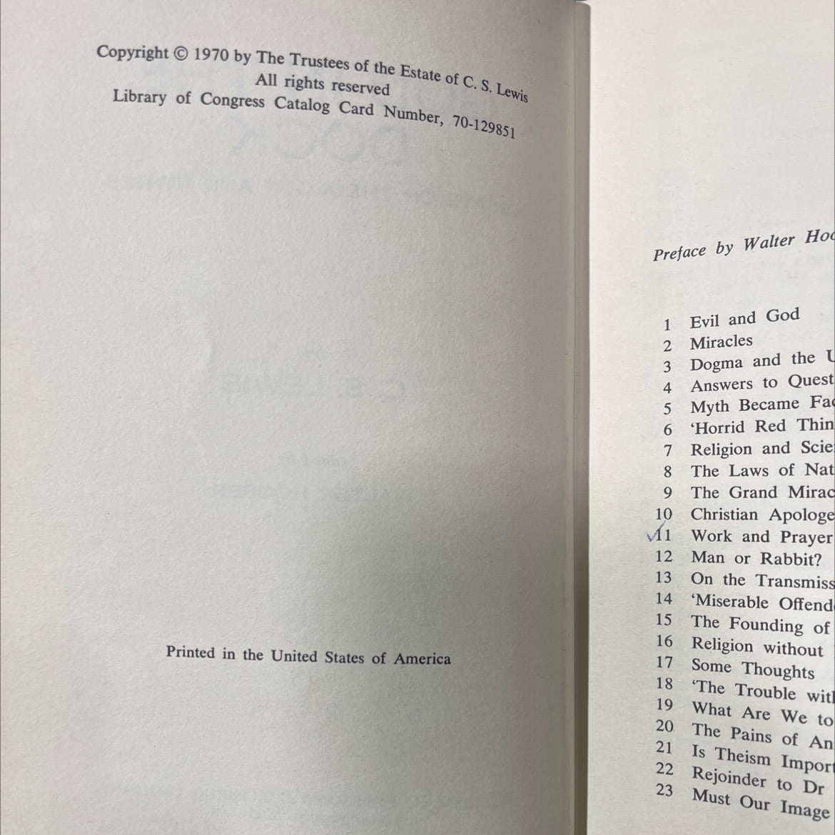 god in the dock essays on theology and ethics book, by c. s. lewis, 1970 Hardcover image 3