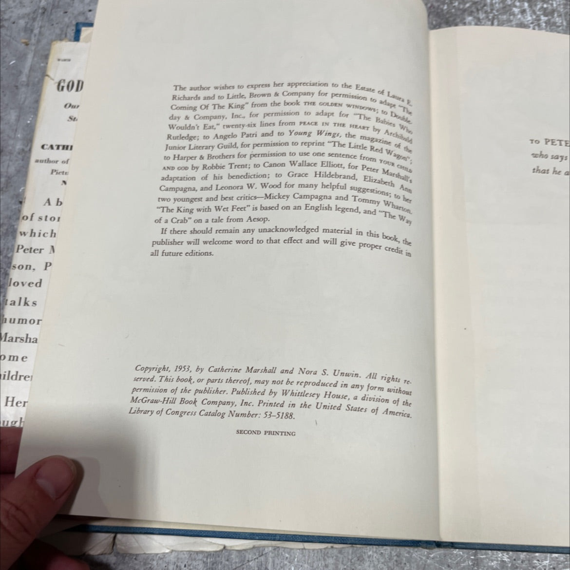 god loves you our family's favorite stories and prayers book, by catherine and peter marshall, 1953 Hardcover image 3