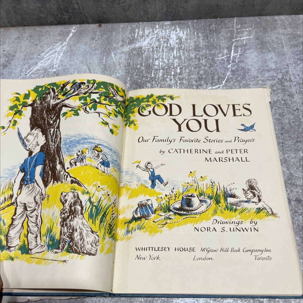 god loves you our family's favorite stories and prayers book, by catherine and peter marshall, 1953 Hardcover image 2