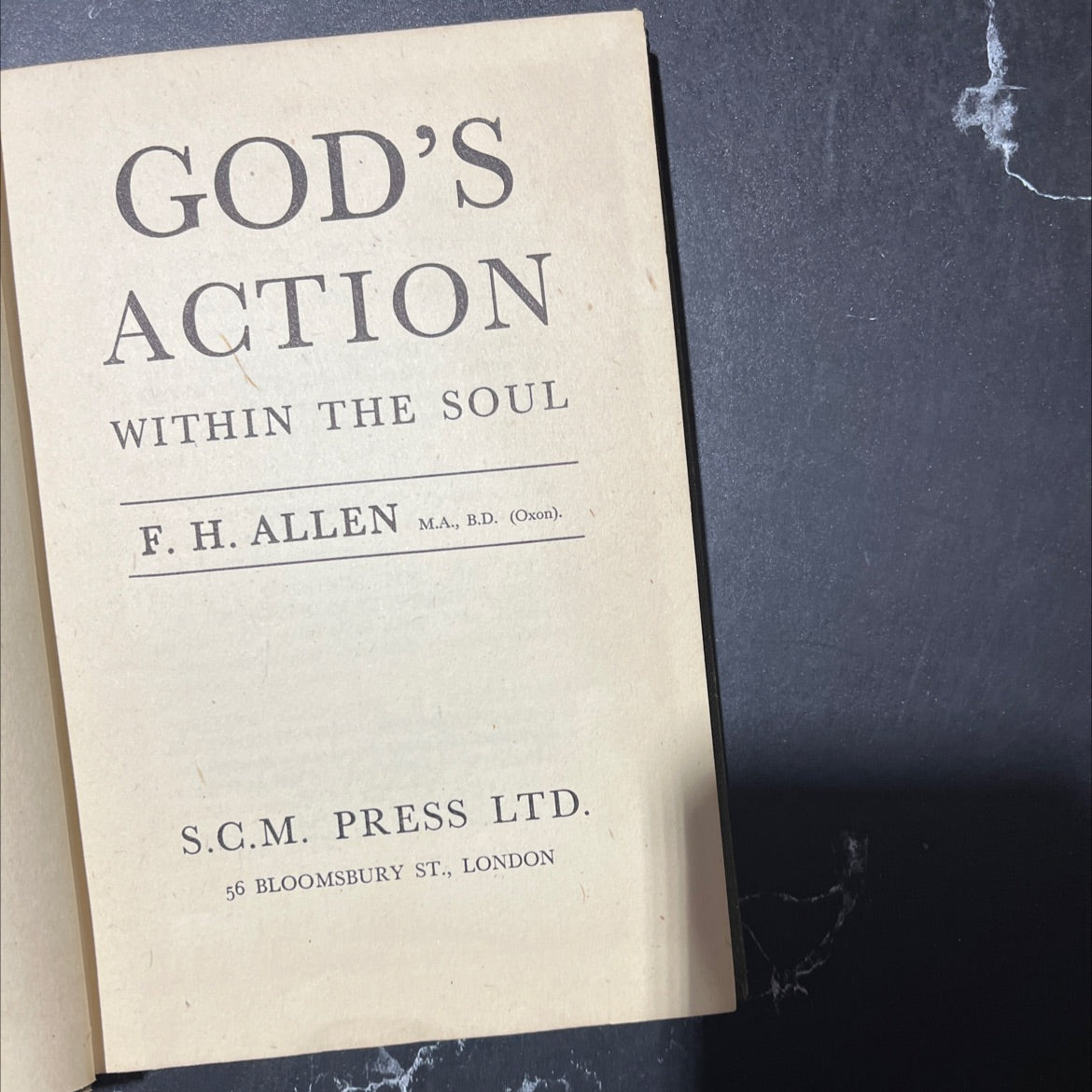 god's action within the soul book, by f. h. allen, 1946 Hardcover image 2