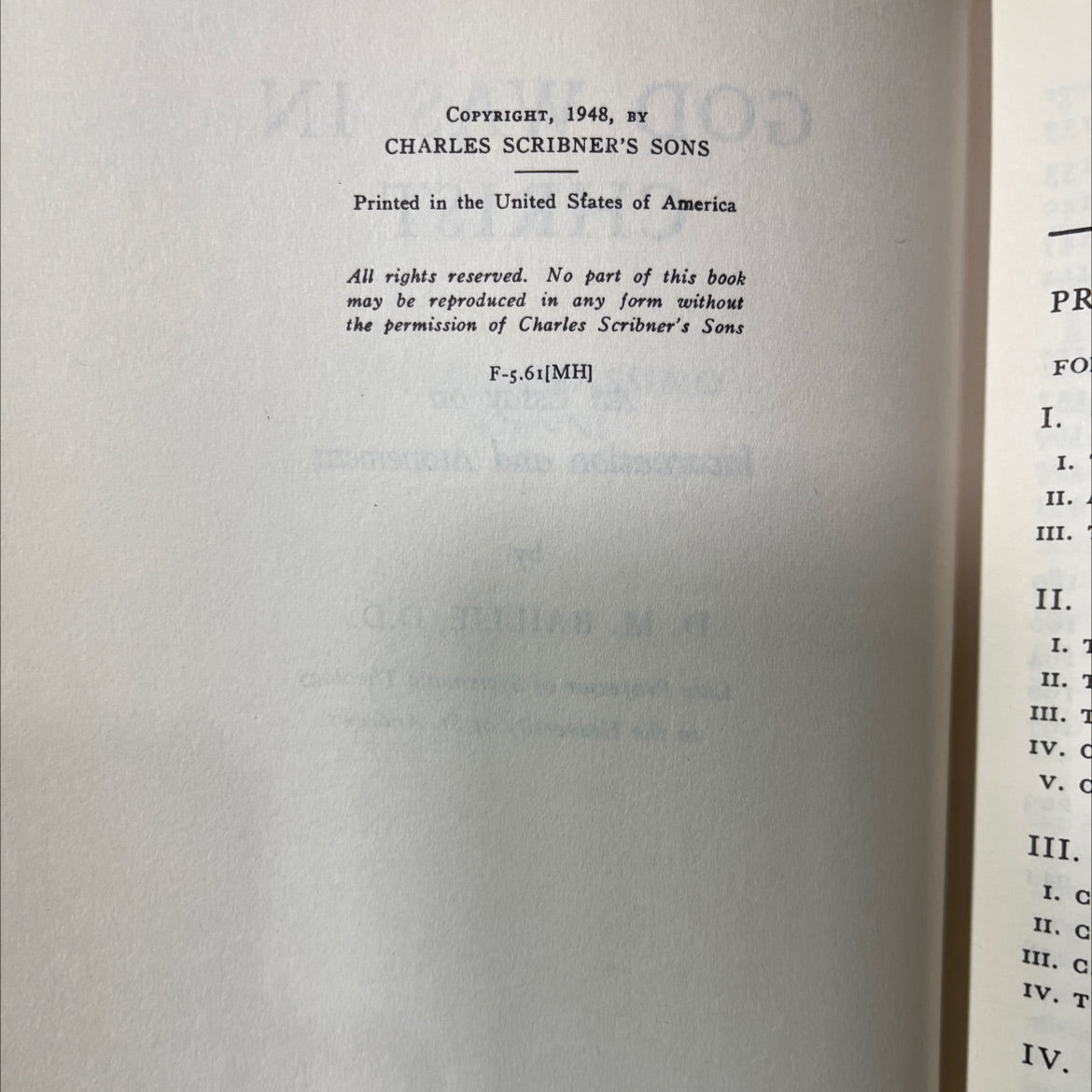 god was in christ atri fidississimo ioanni an essay on incarnation and atonement book, by D. M. Baillie, D.D., 1948 image 3