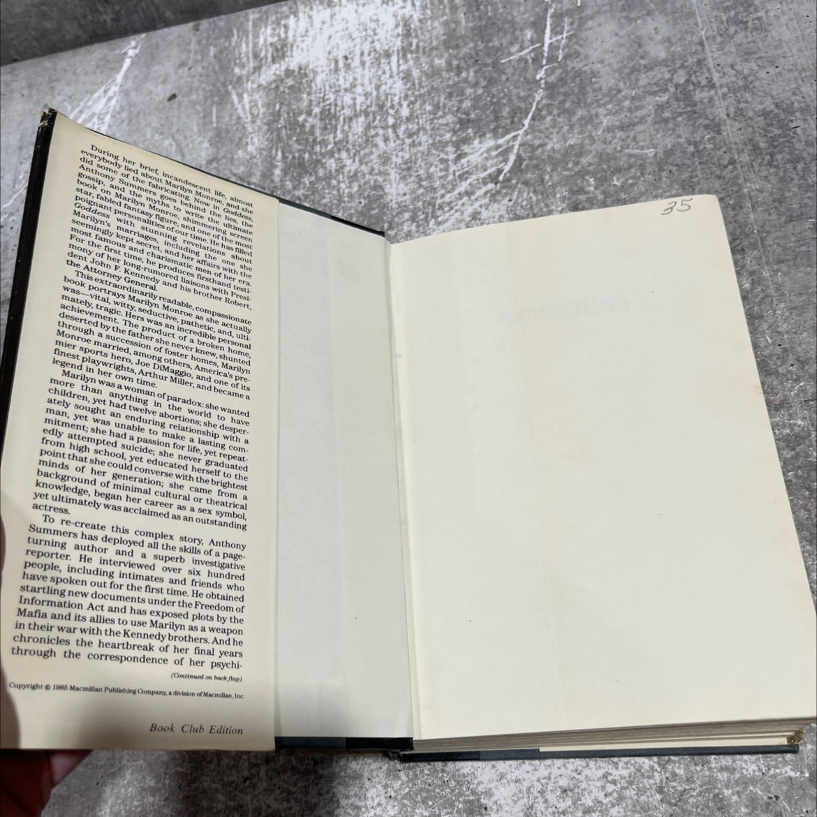 goddess the secret lives of marilyn monroe book, by anthony summers, 1985 Hardcover image 4