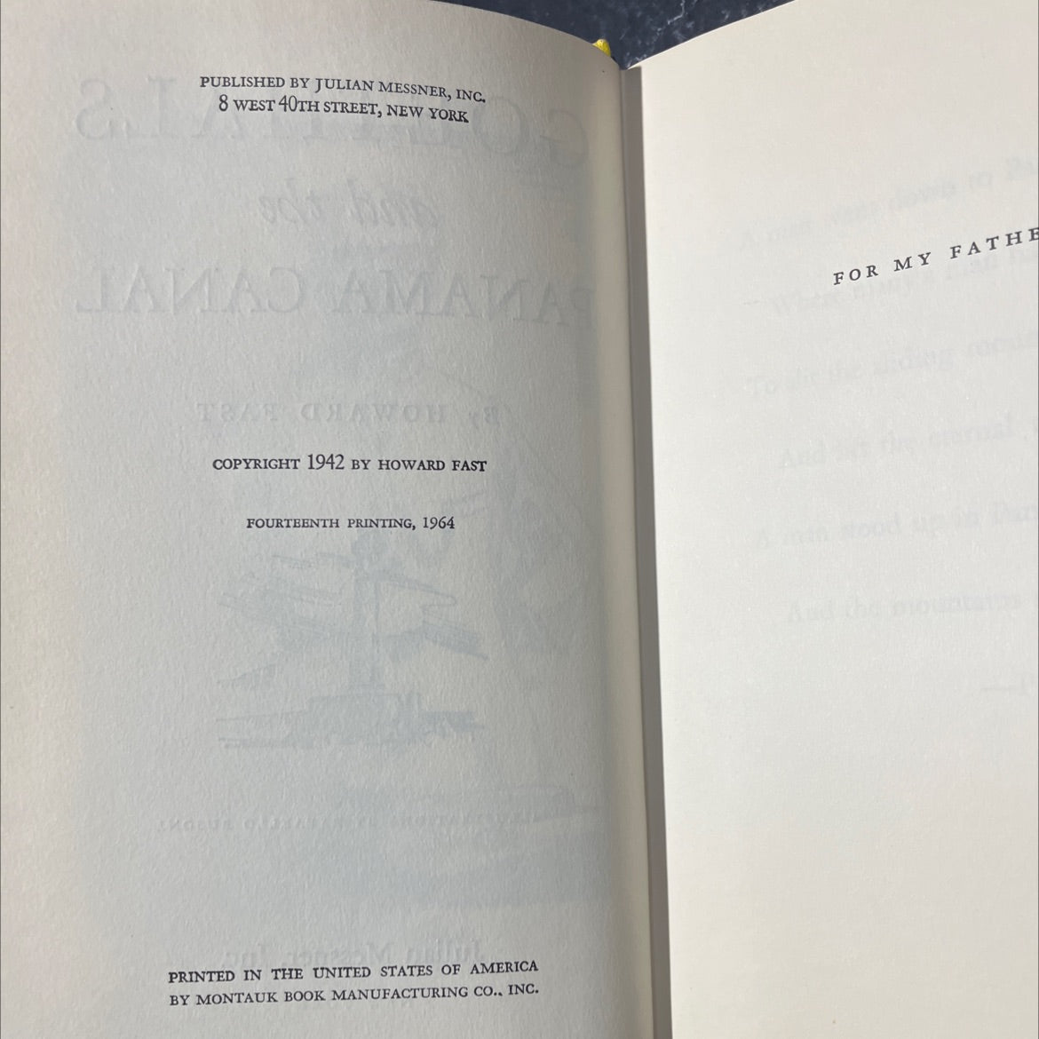 goethals and the panama canal book, by howard fast, 1964 Hardcover image 3