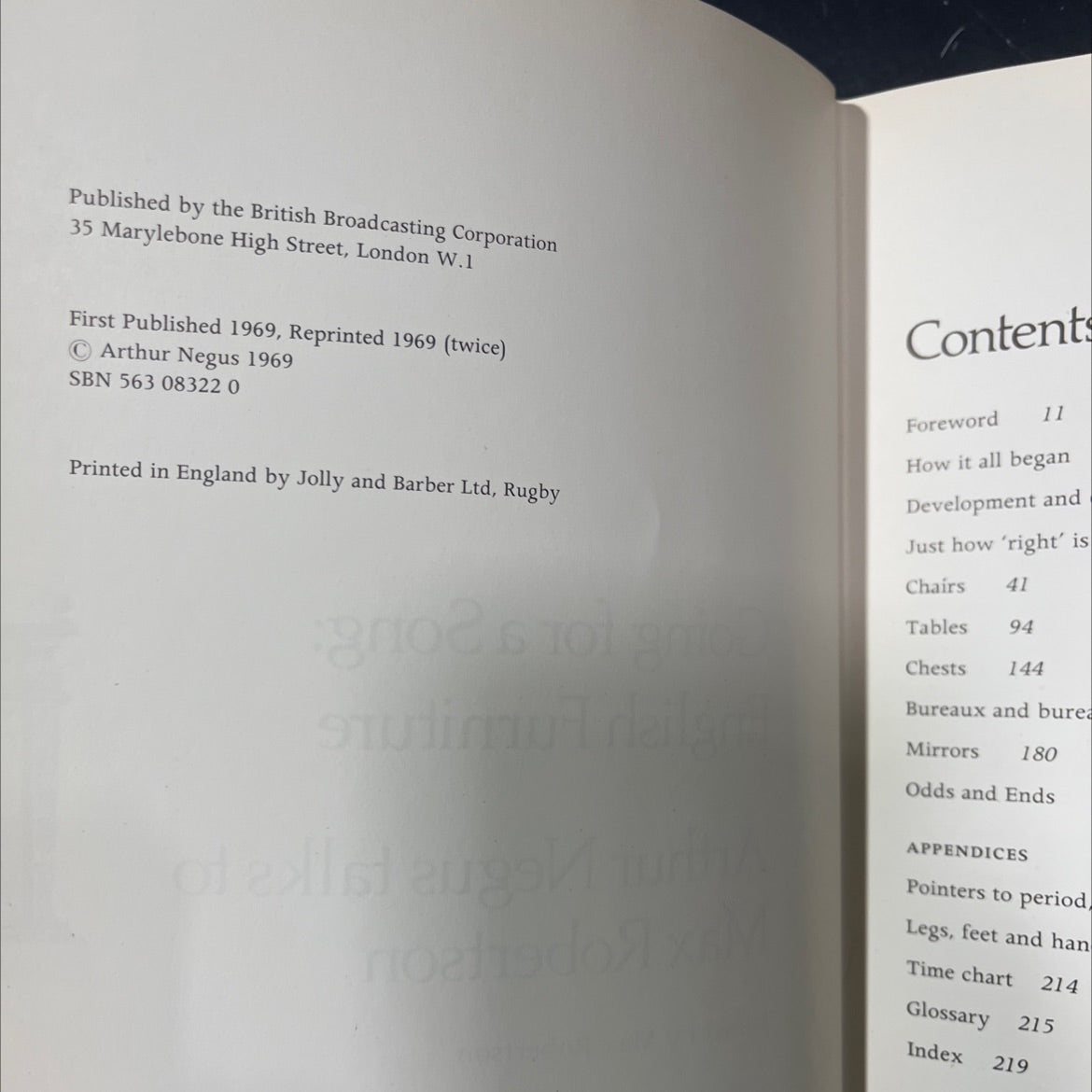 going for a song: english furniture book, by arthur negus, 1969 Hardcover image 3