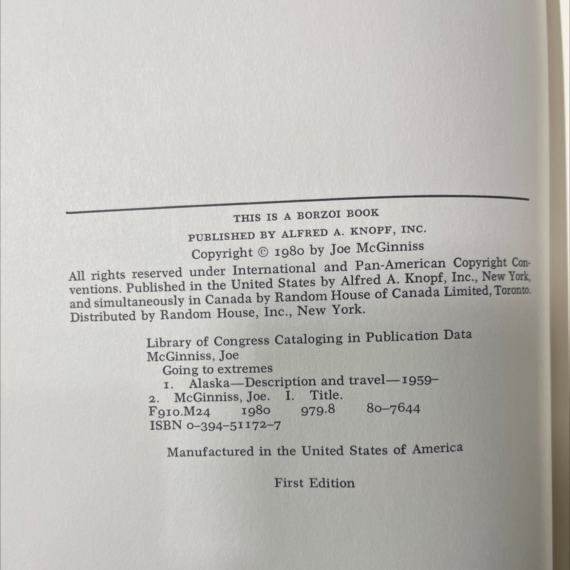 going to extremes book, by joe mcginniss, 1980 Hardcover image 3