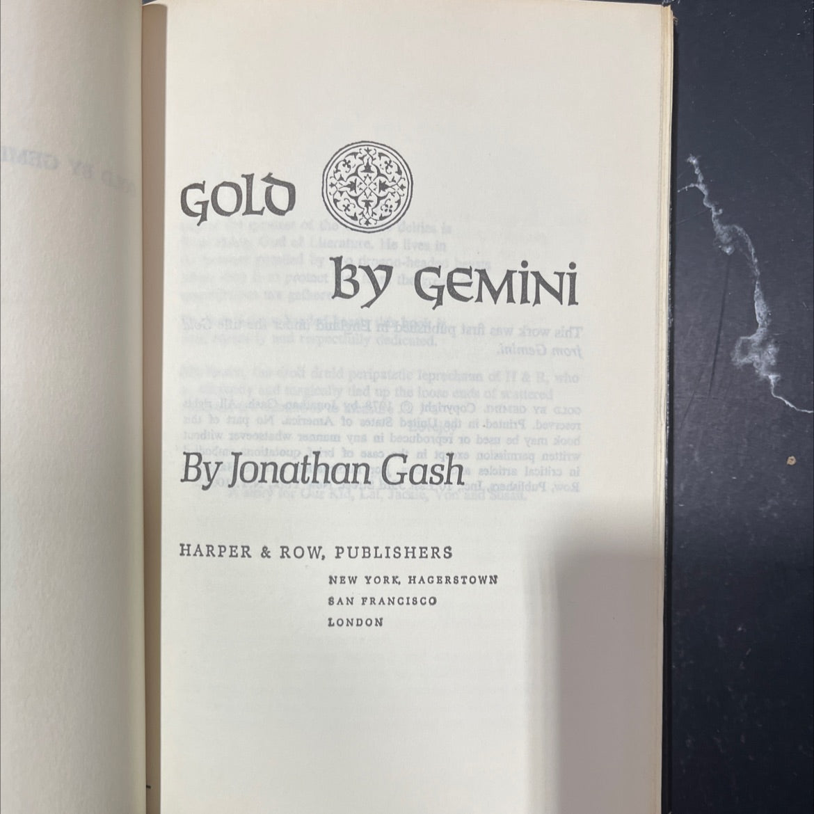 gold by gemini book, by Jonathan Gash, 1978 Hardcover image 2