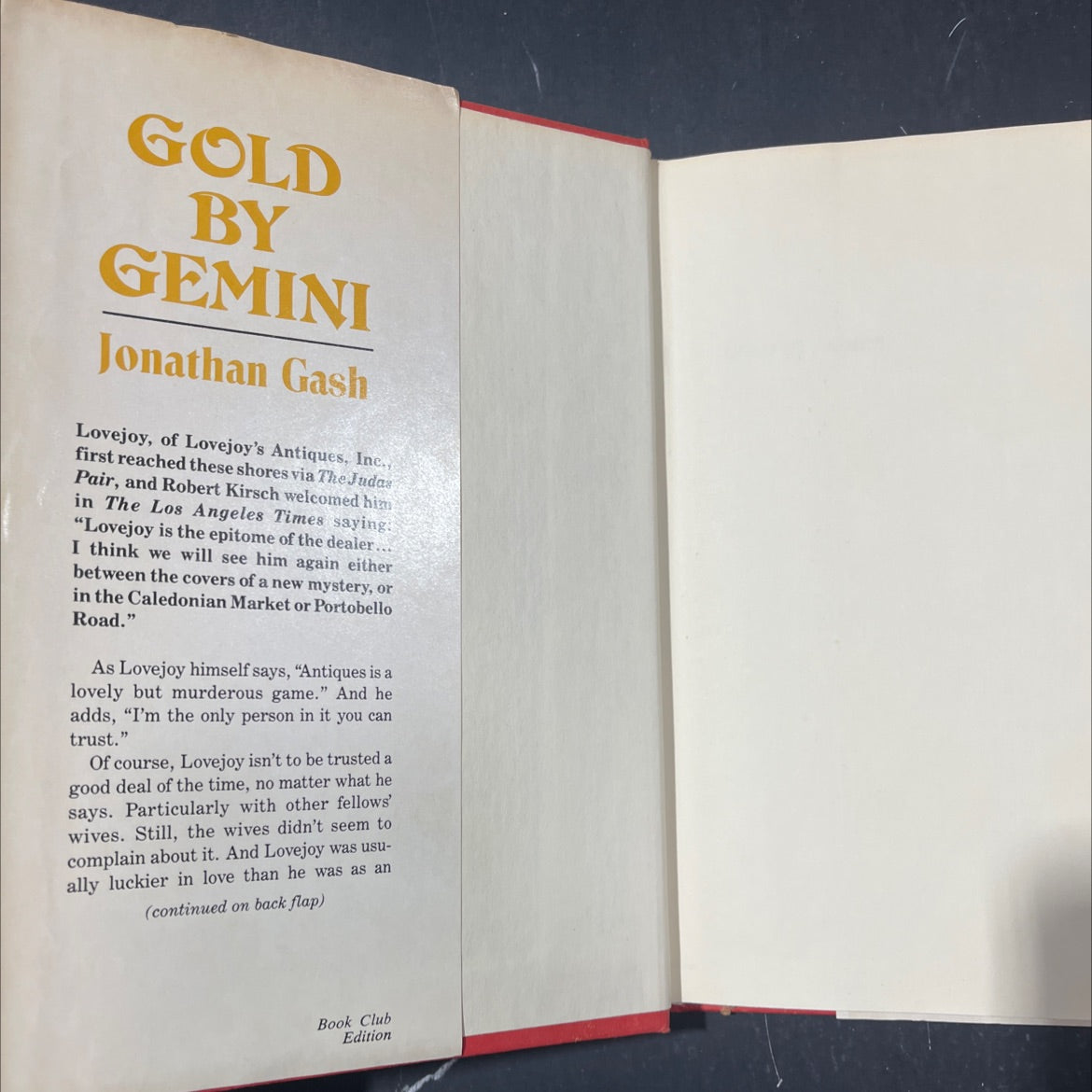 gold by gemini book, by Jonathan Gash, 1978 Hardcover image 4