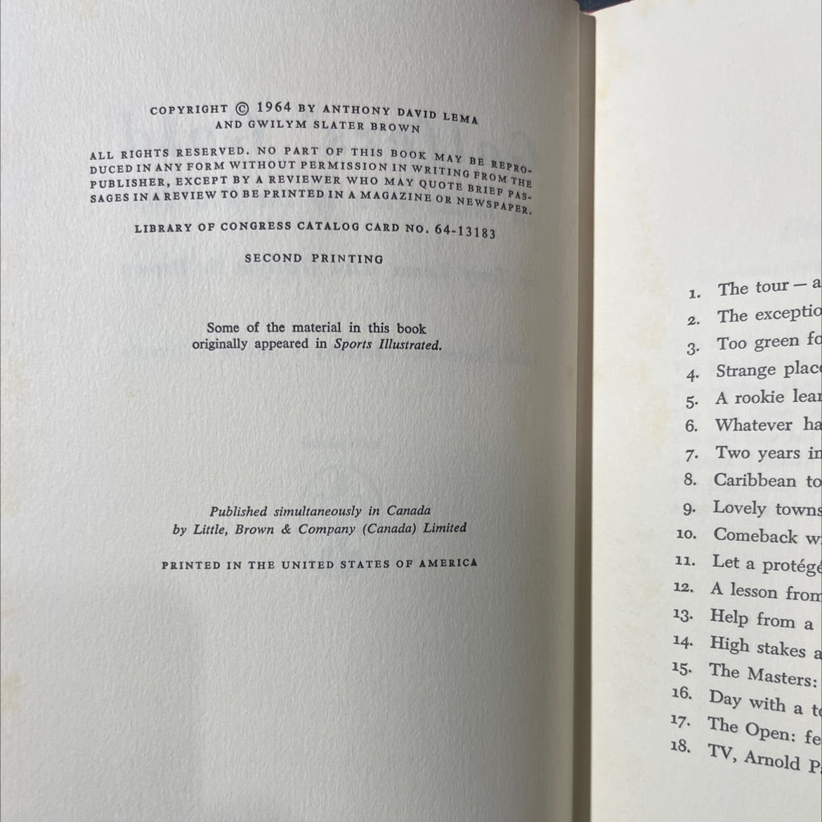 golfers' gold an inside view of the pro tour book, by tony lema with gwilym s. brown, 1964 Hardcover image 3