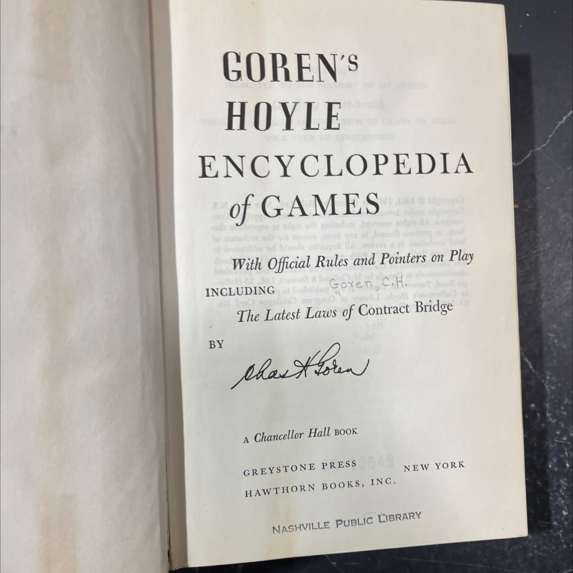 goren's hoyle will ever be encyclopedia of games book, by c. h. goren, 1961 Hardcover image 2