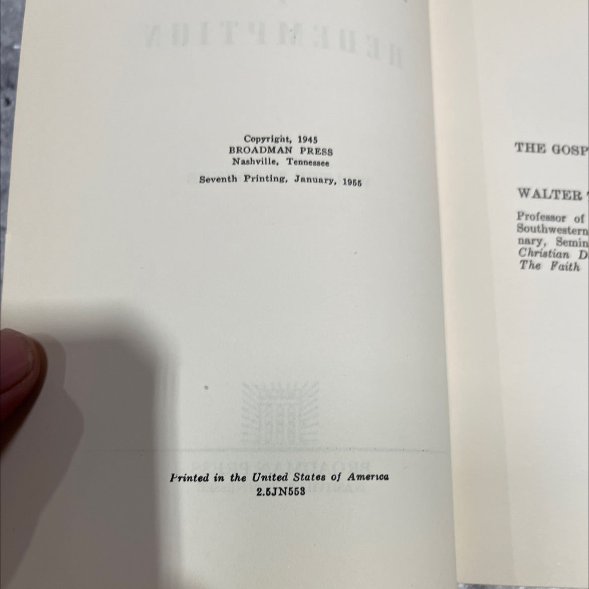 gospel of redemption book, by walter t. conner, 1955 Hardcover image 3