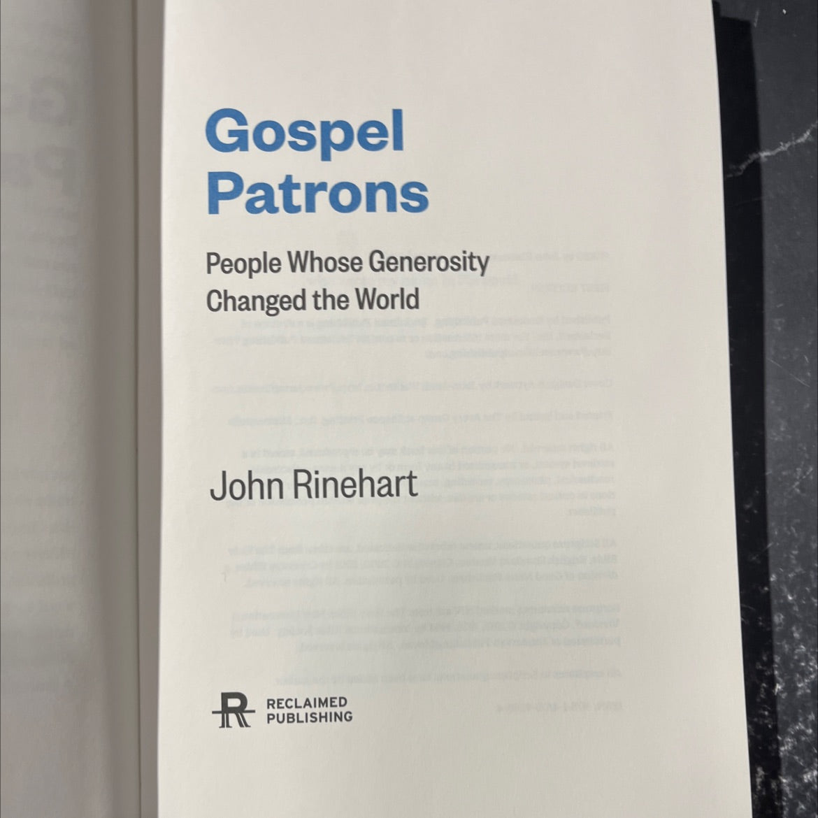 SIGNED gospel patrons people whose generosity changed the world book, by John Rinehart, 2013 Hardcover image 2