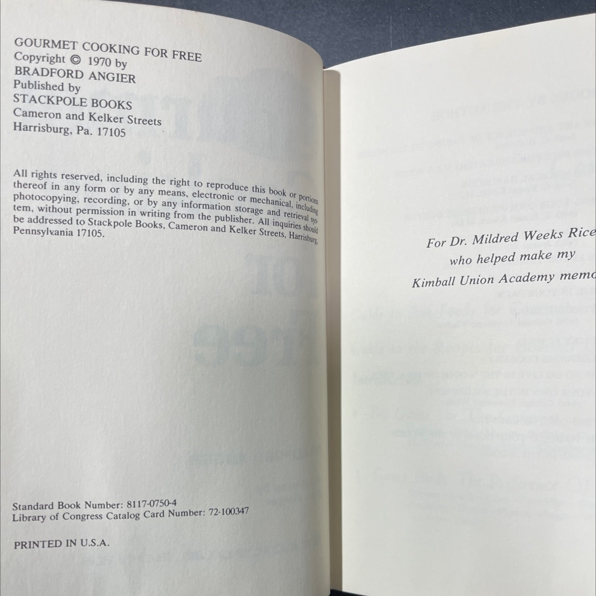gourmet cooking for free book, by bradford angier, 1970 Hardcover image 3